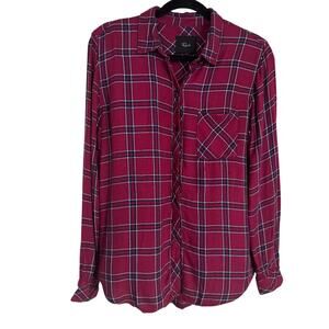 Rails Hunter Flannel Button Front Shirt - Medium - Red Plaid - Merlot Navy Plaid